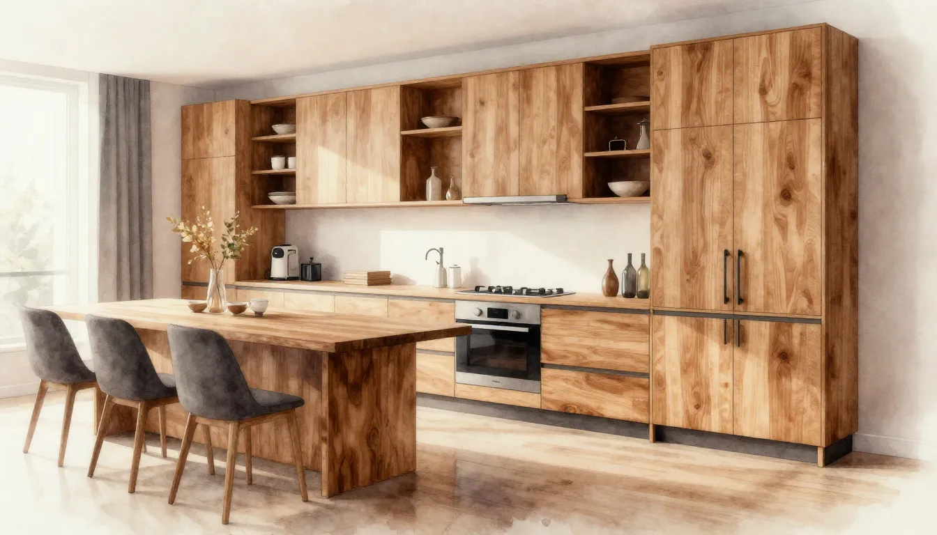 Watercolor style. Stylish interior of a modern apartment wit...