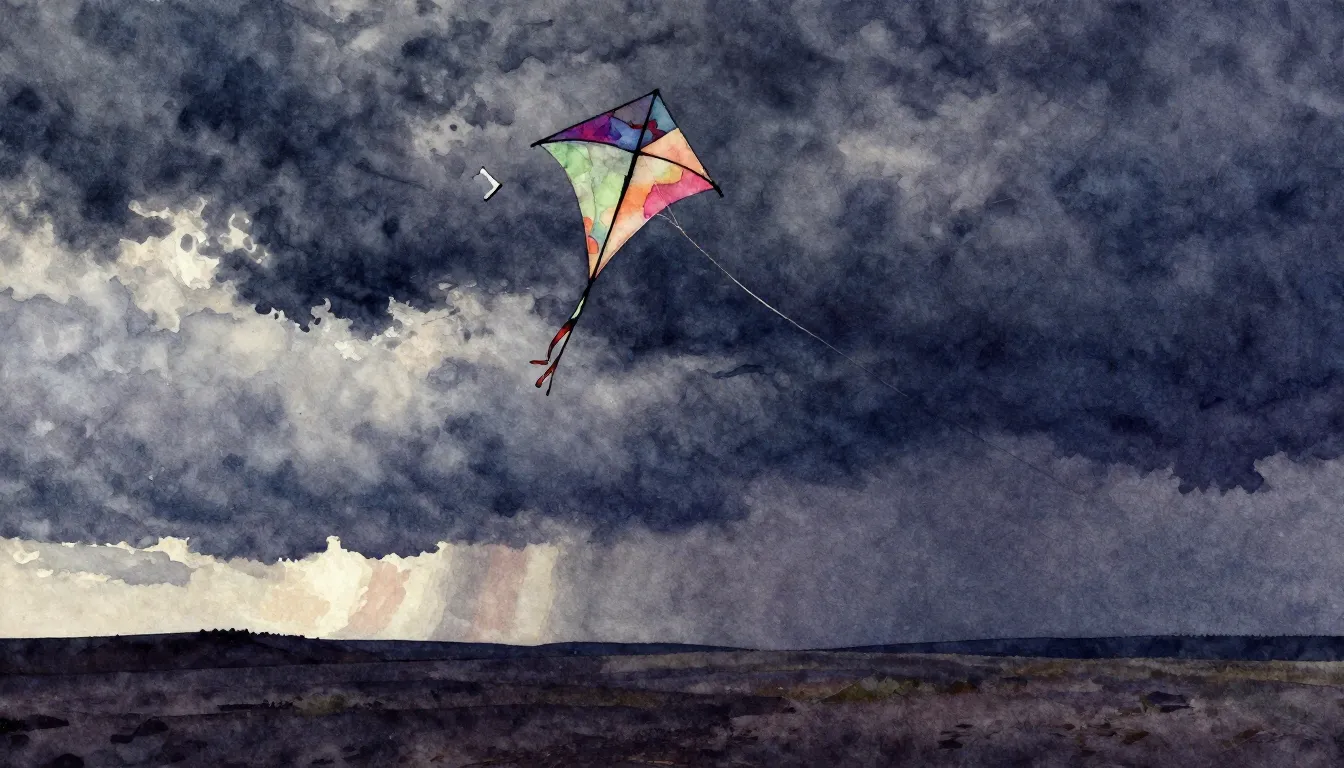 Vibrant watercolor style. Punk album cover: A tattered paper...