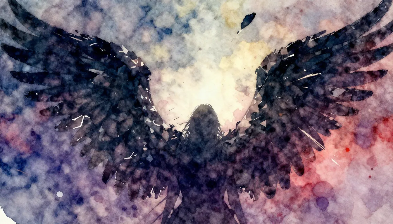 Vibrant watercolor style. Rock ballad album cover. Dark, bro...