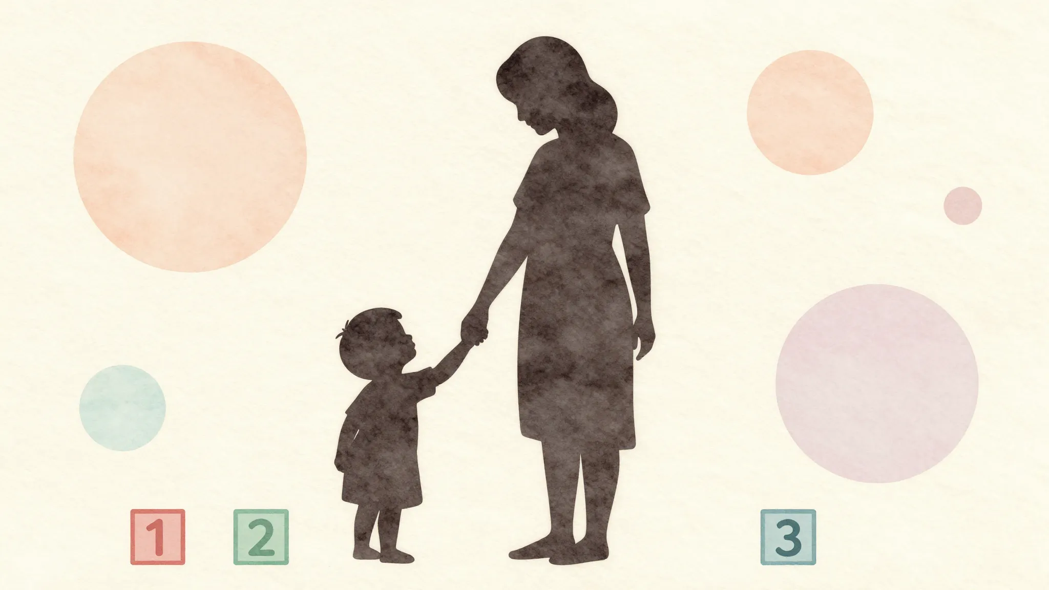 Watercolor style. A minimalist silhouette of a mother holdin...