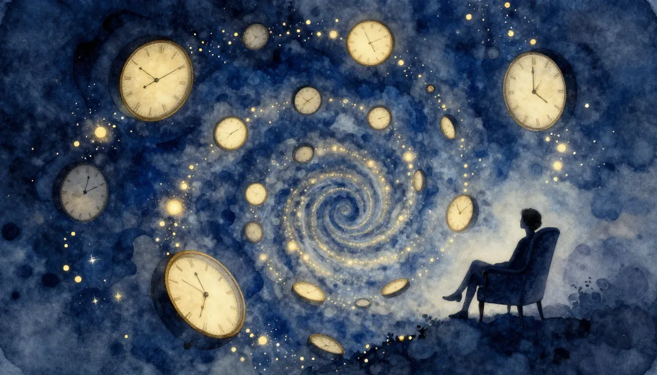 Watercolor style. A dreamy, ethereal spiral made of soft glo...