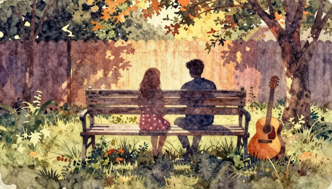 Vibrant watercolor style. Vintage rock album cover, nostalgi...