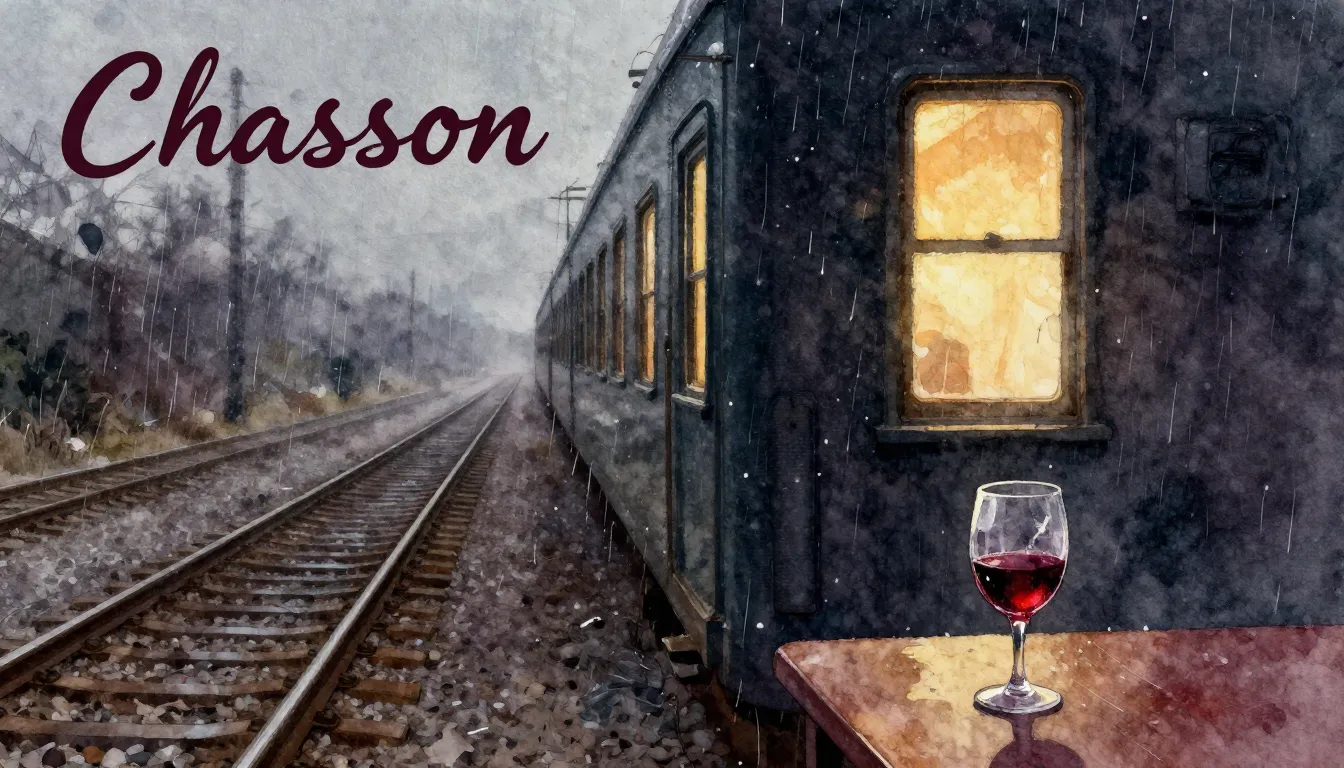 Vibrant watercolor style. Chanson album cover. A lonely, mel...