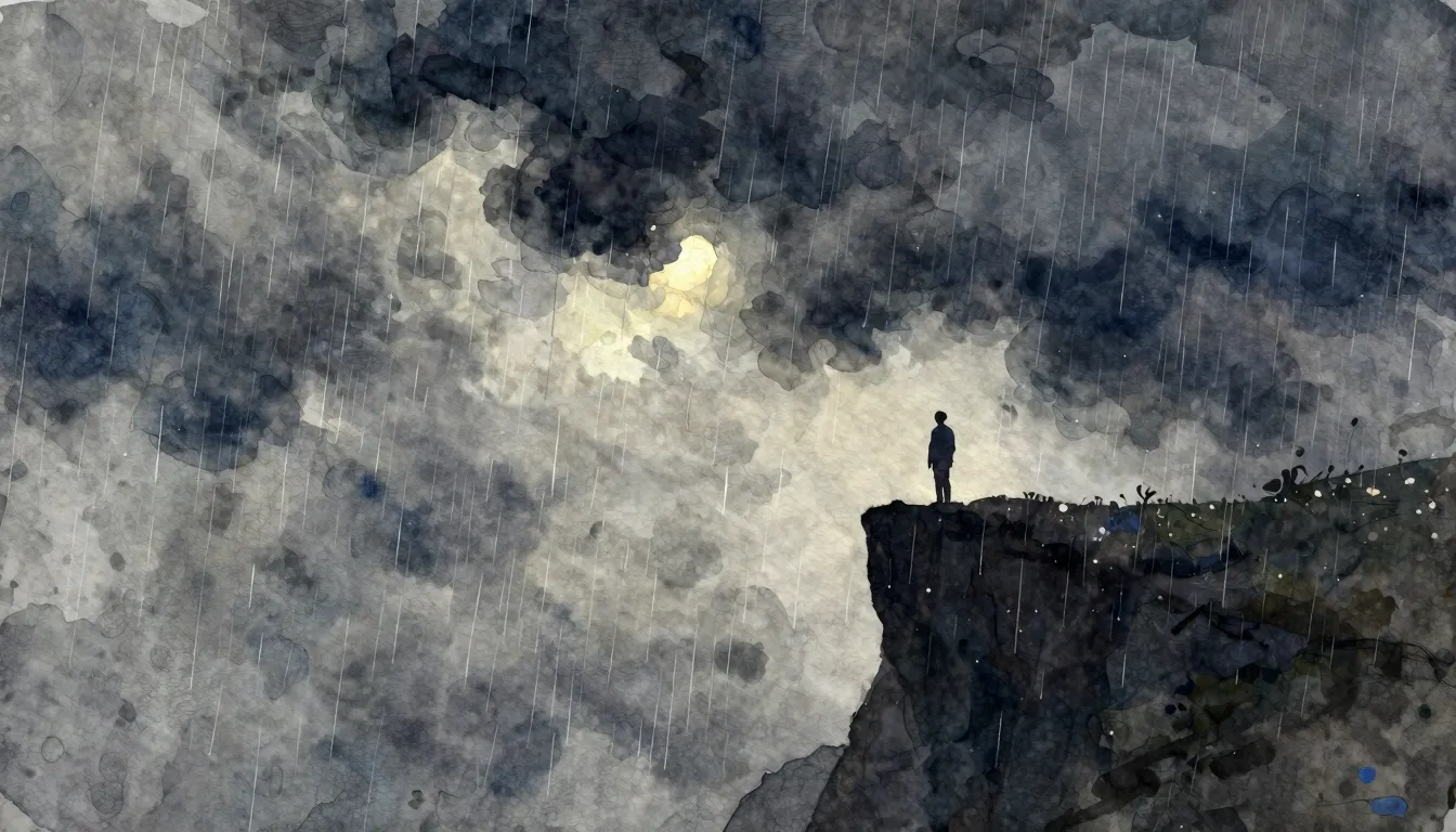 Vibrant watercolor style. Indie album cover, melancholic, co...