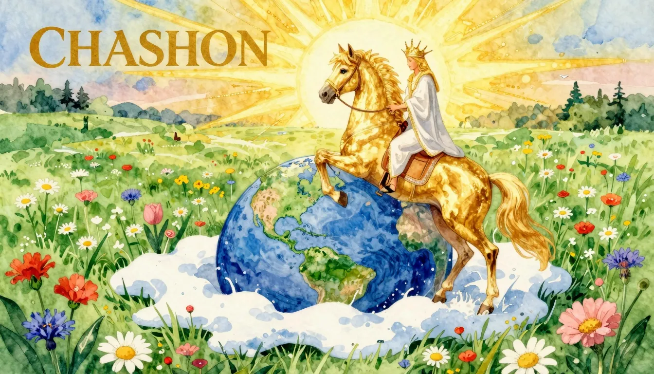 Vibrant watercolor style. Chanson album cover: Golden sun go...