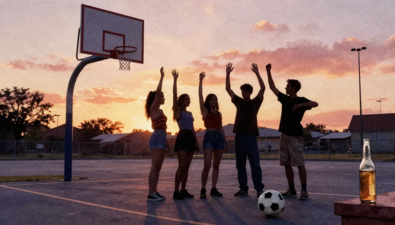 Watercolor style. Silhouettes of a group of friends celebrat...