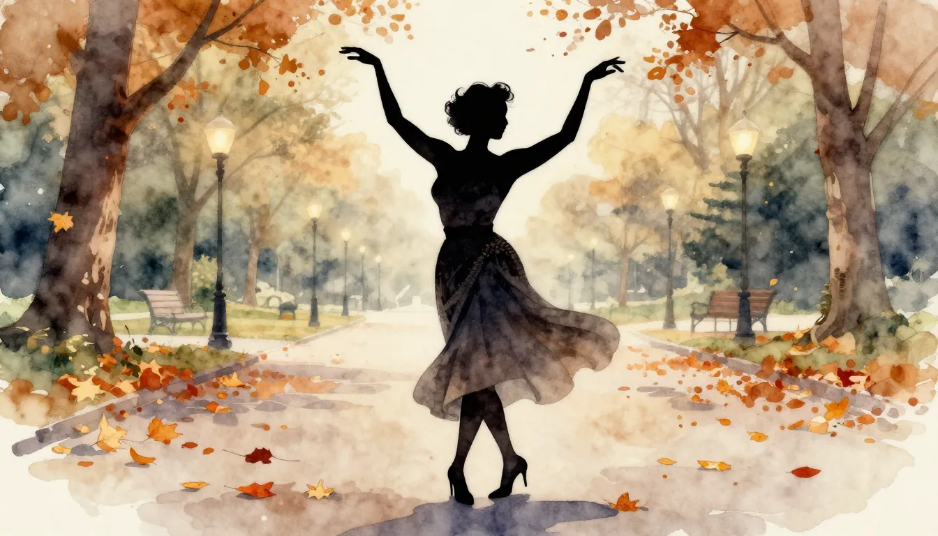 Watercolor style. A silhouette of an elegant elderly lady da...