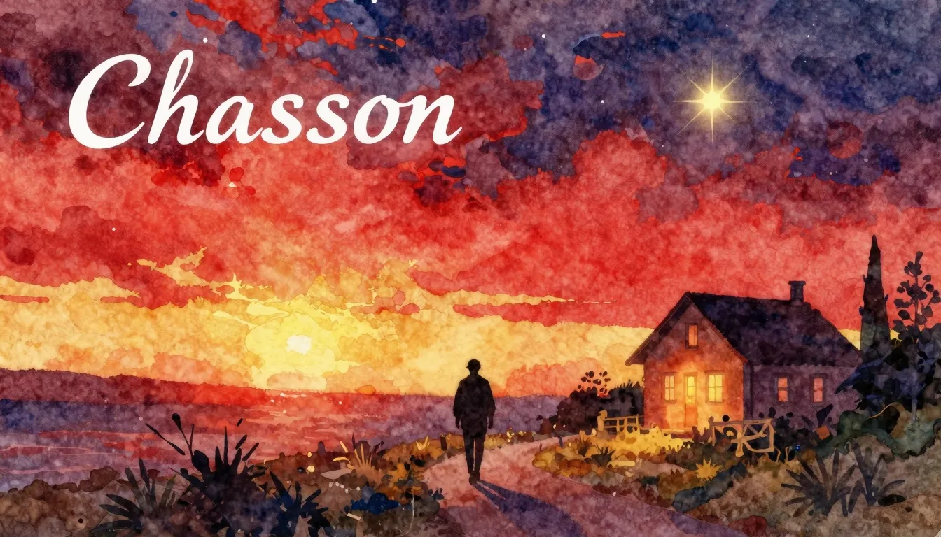 Vibrant watercolor style. "Chanson album cover: Sunset over ...