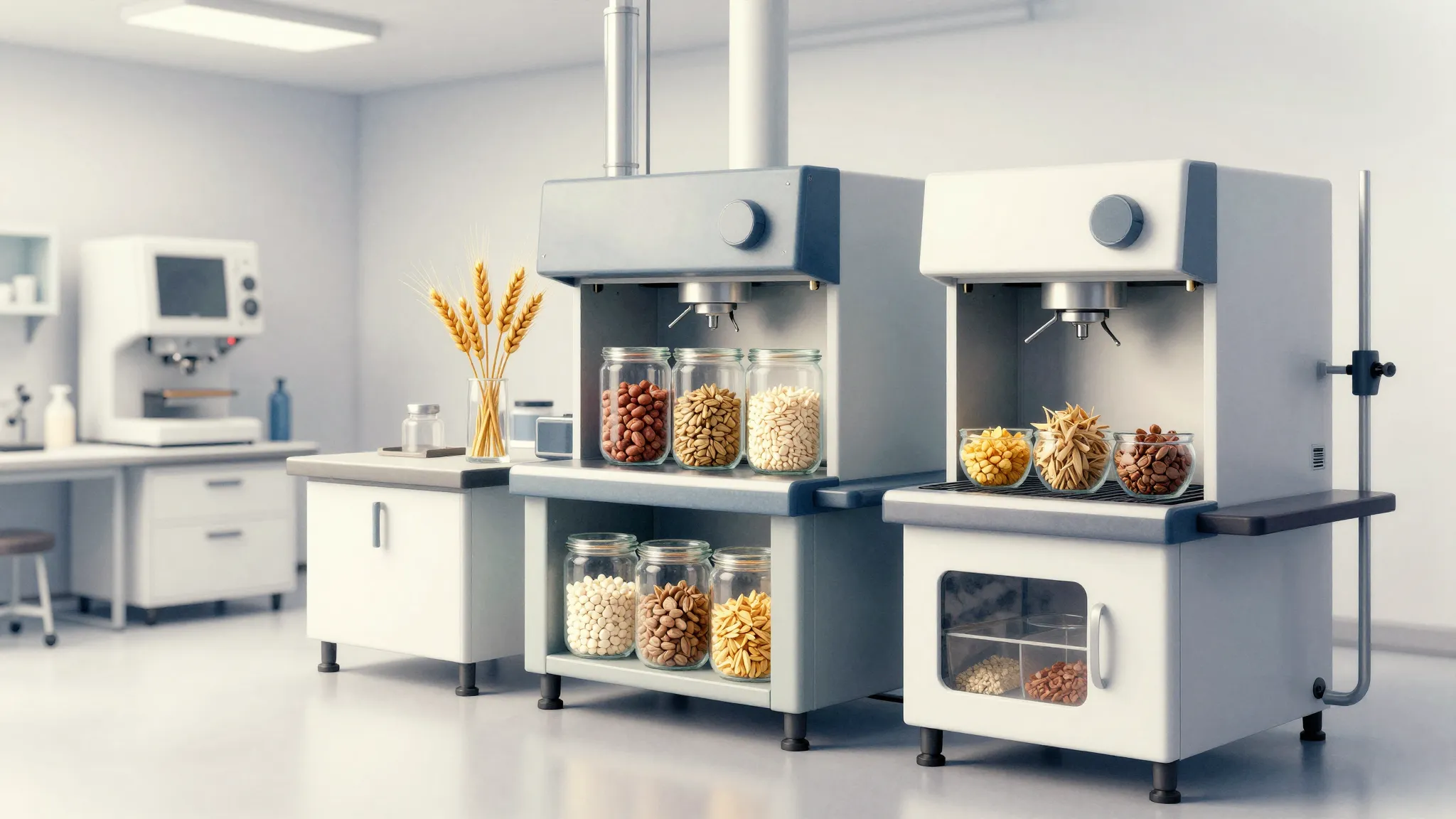 Watercolor style. Professional bakery laboratory, high-tech ...