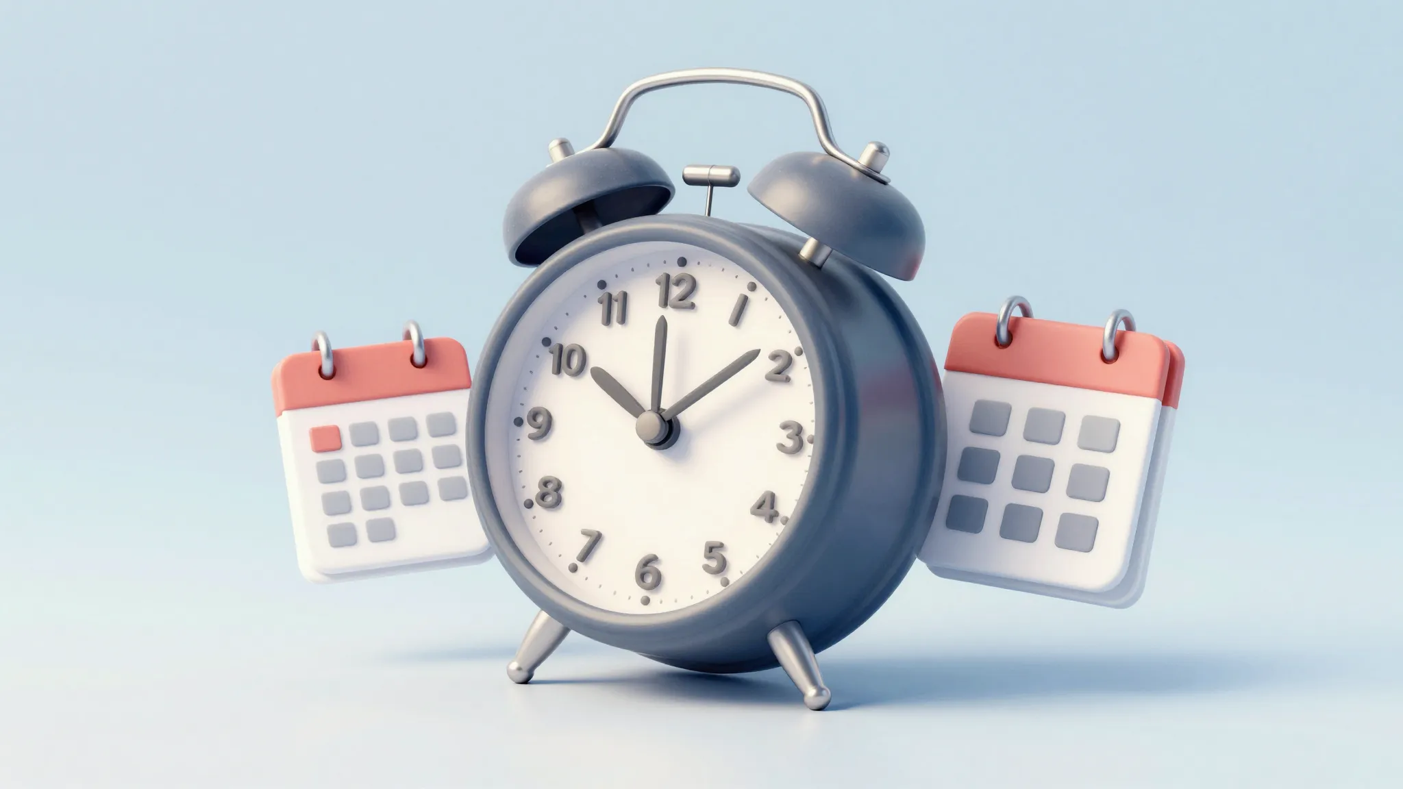 Watercolor style. A 3d stylized alarm clock with a calendar ...