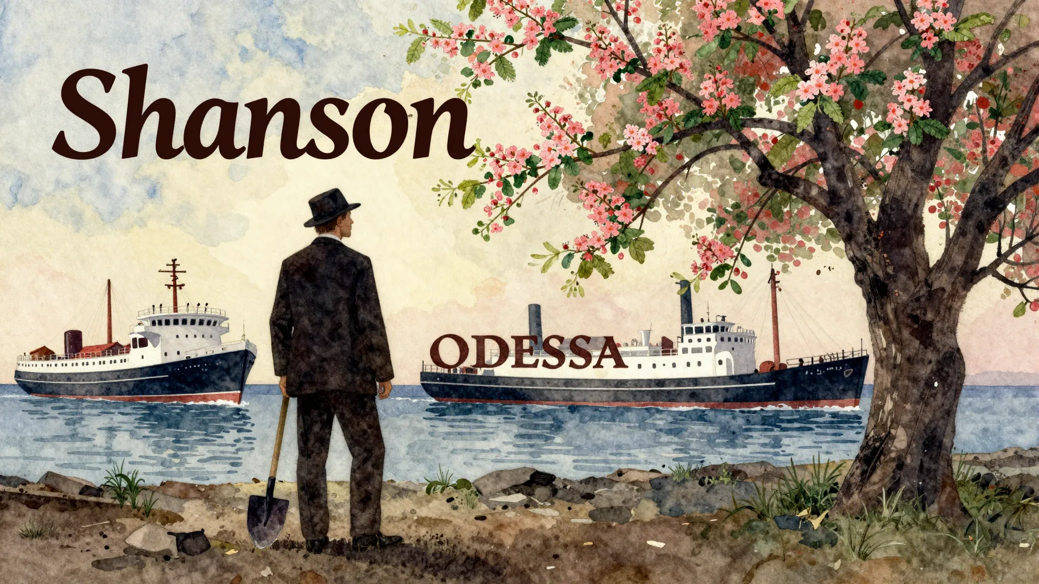 Vibrant watercolor style. Shanson song cover. Odessa, 1920s....