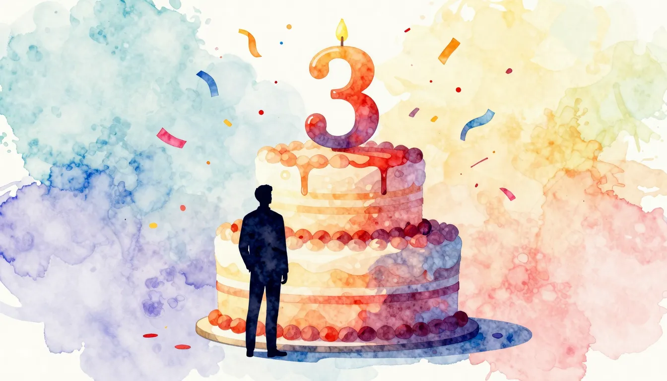 Watercolor style. A silhouette of a man standing next to a g...