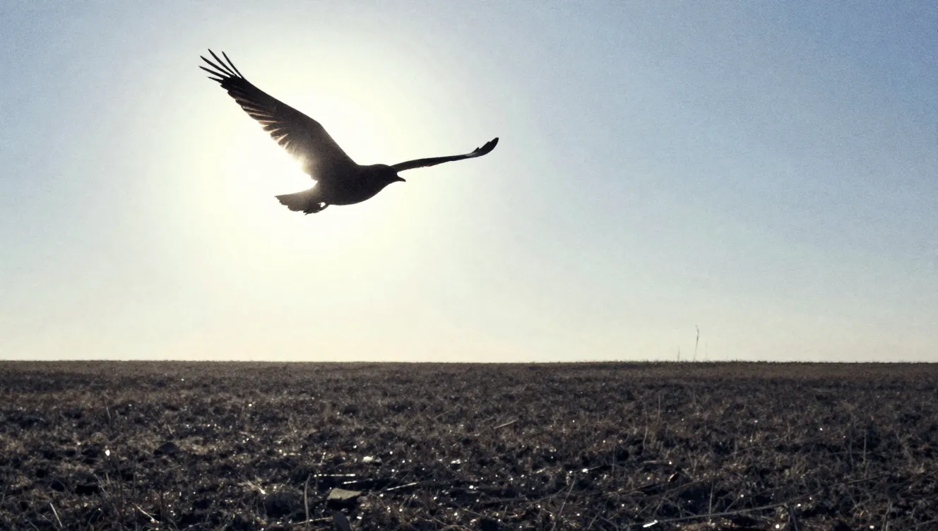 Watercolor style. A silhouette of a bird flying towards a br...