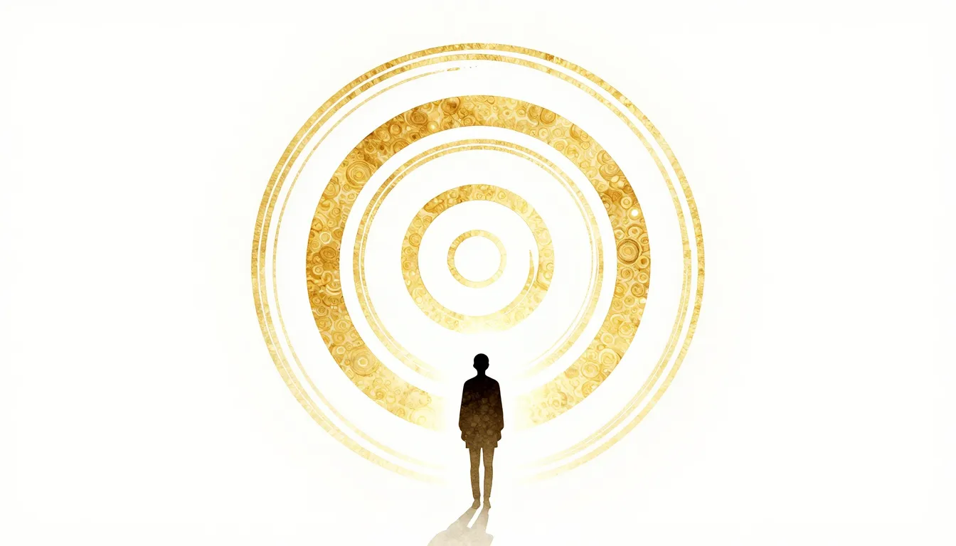 Watercolor style. Minimalist silhouette of a person standing...