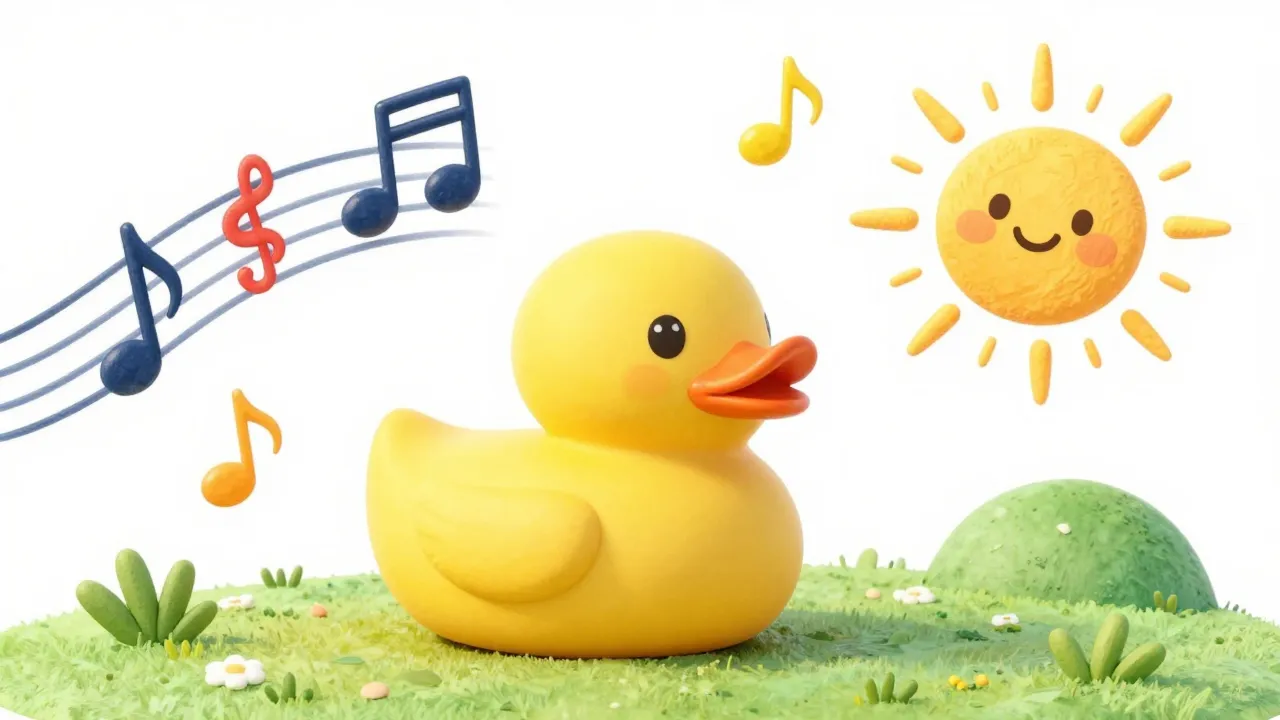 Watercolor style. A colorful, whimsical scene with musical n...