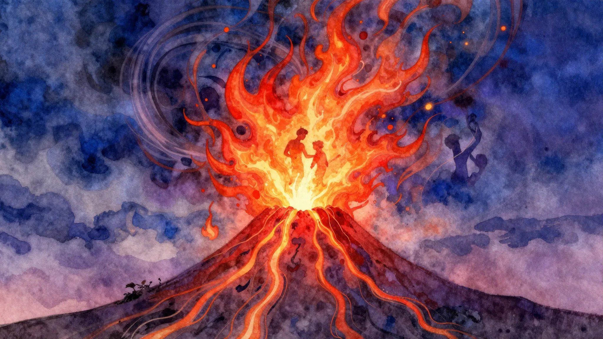 Vibrant watercolor style. Dramatic pop album cover. Abstract...