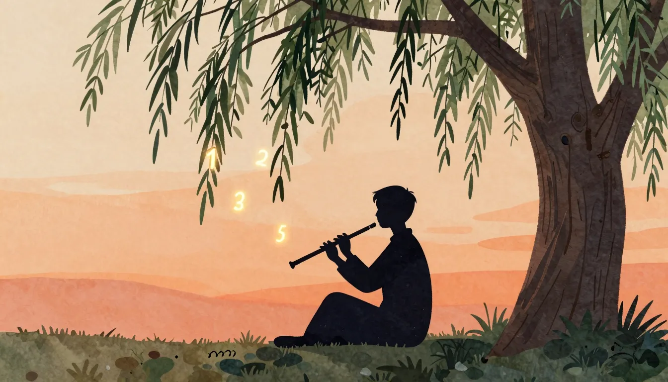 Watercolor style. A dark silhouette of a person sitting unde...