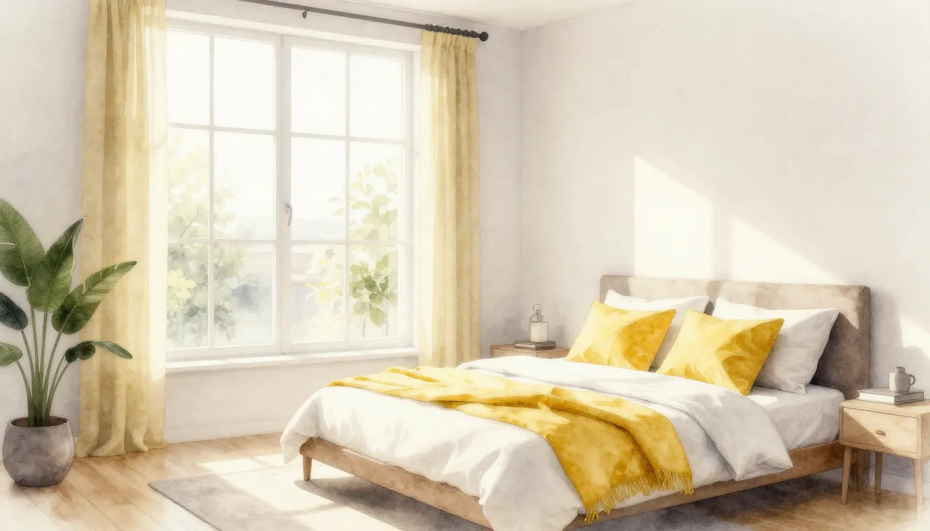 Watercolor style. Modern bright studio apartment interior, y...