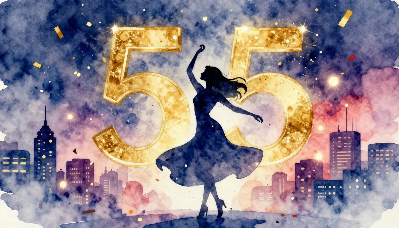 Watercolor style. A festive scene with a silhouette of a wom...