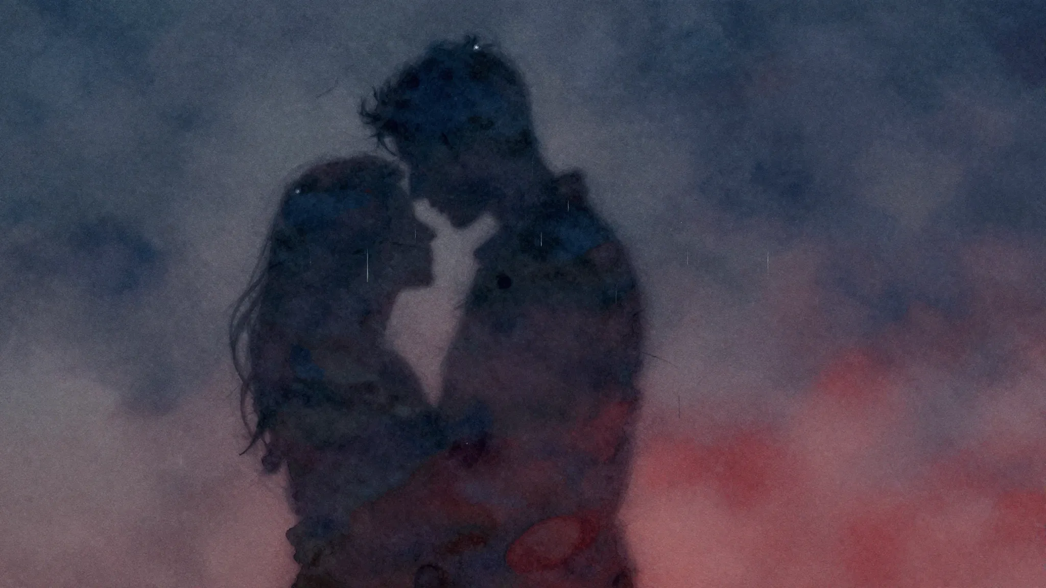 Vibrant watercolor style. A minimalist rap album cover. Dark...