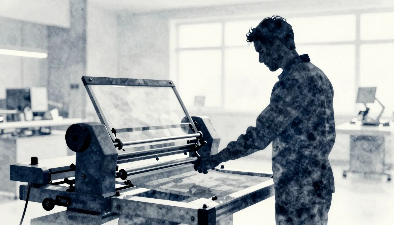 Watercolor style. Silhouette of a professional working with ...