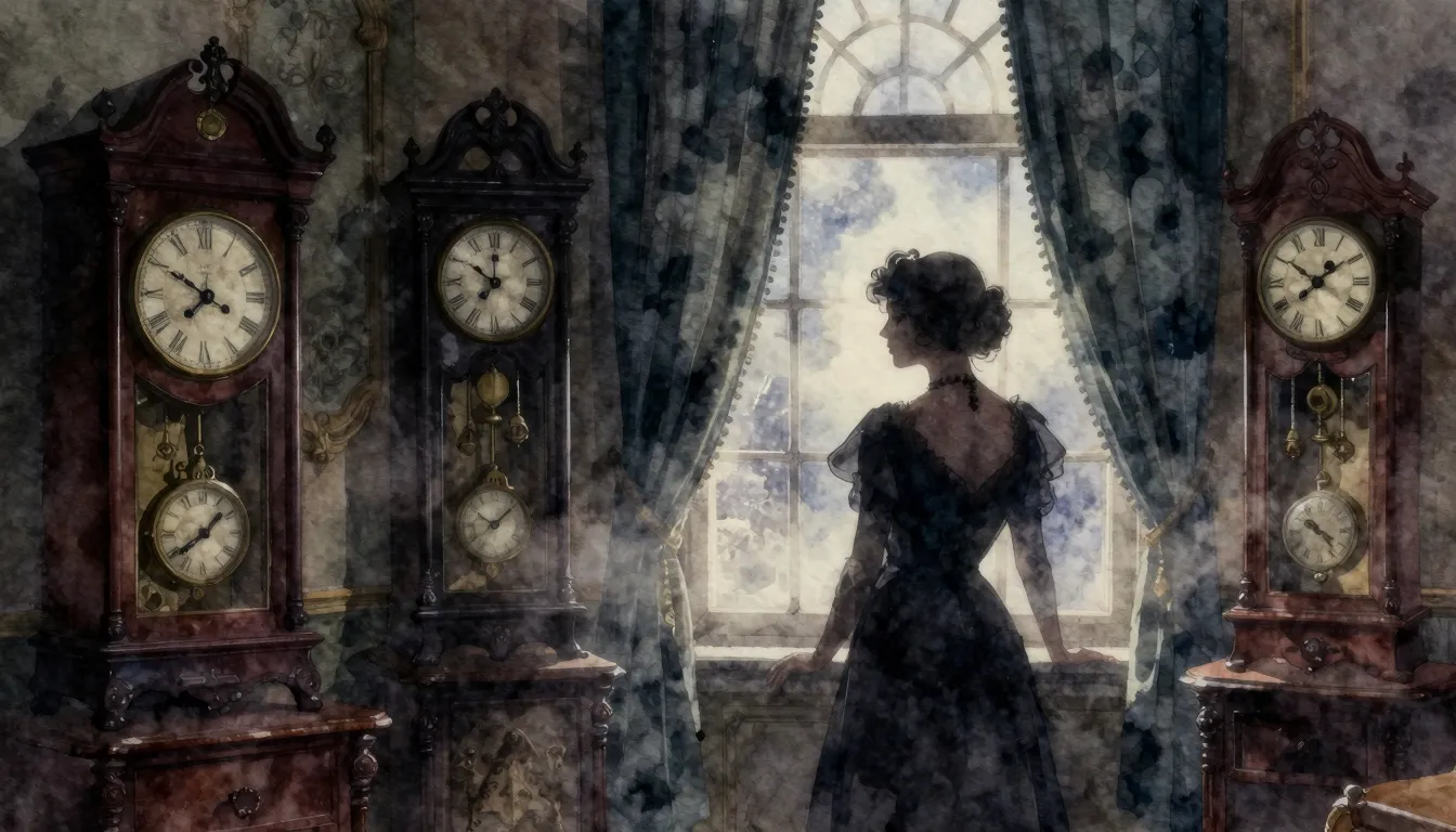 Watercolor style. Vintage 1910s room, mysterious romantic at...
