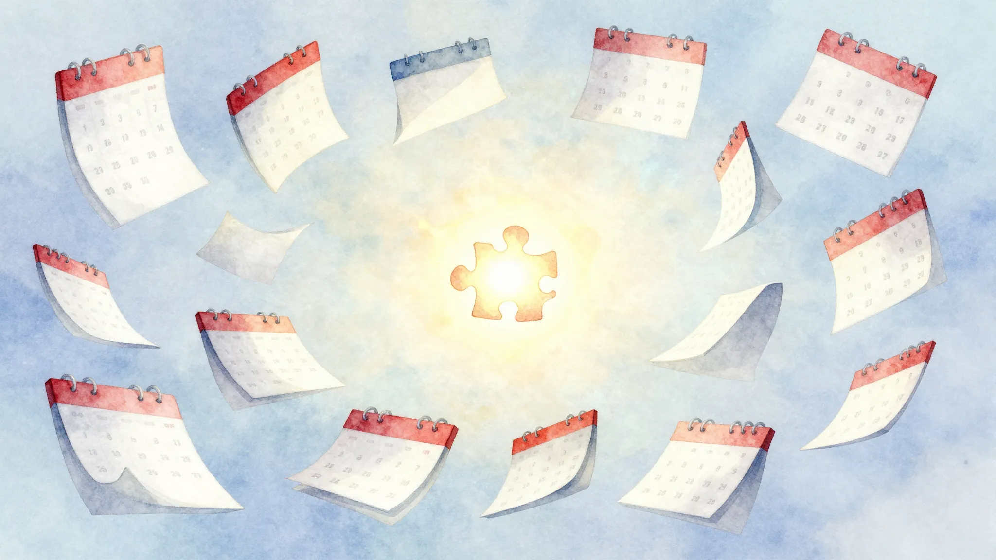 Watercolor style. A stylized, abstract image of a calendar w...
