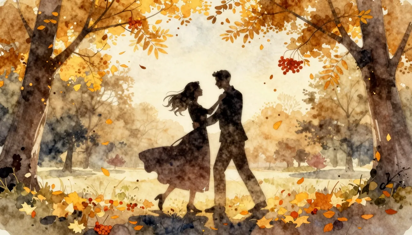 Watercolor style. Silhouettes of a man and a woman dancing i...