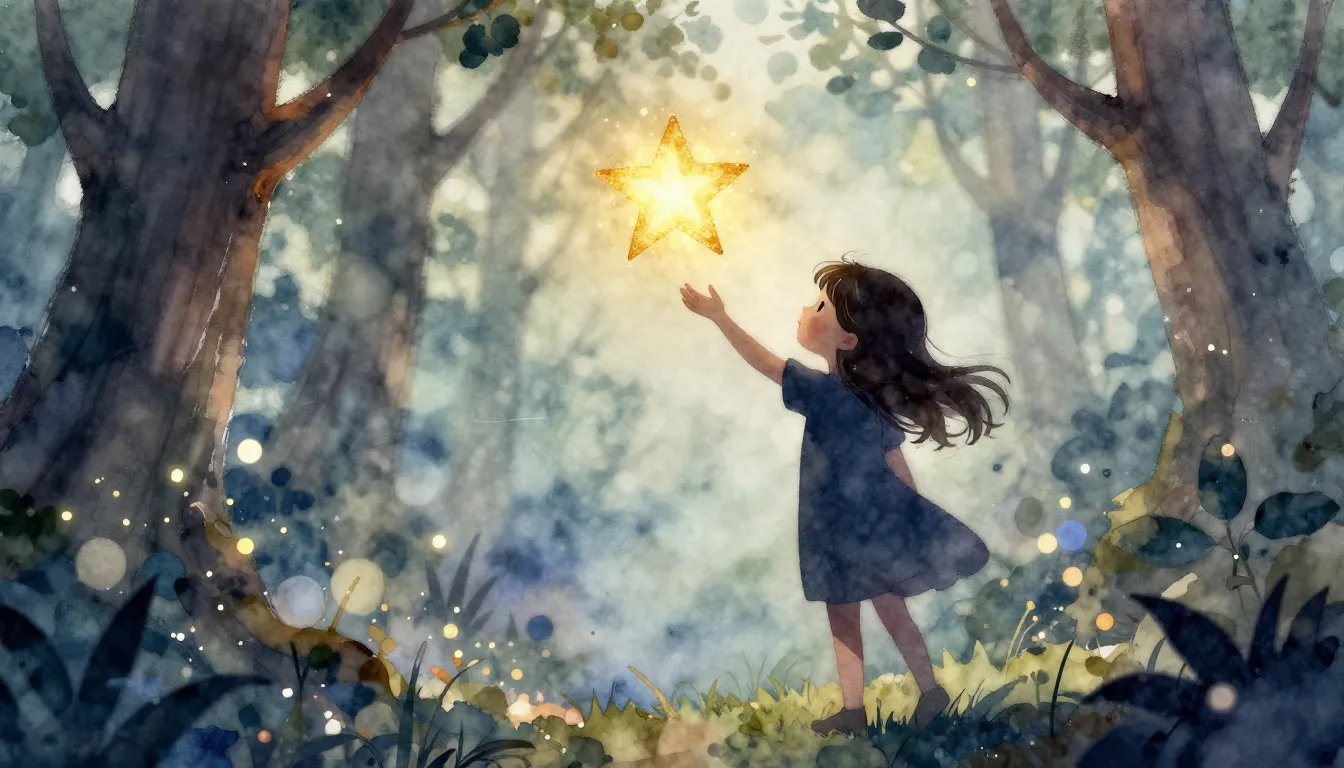 Watercolor style. Silhouette of a small girl reaching for a ...