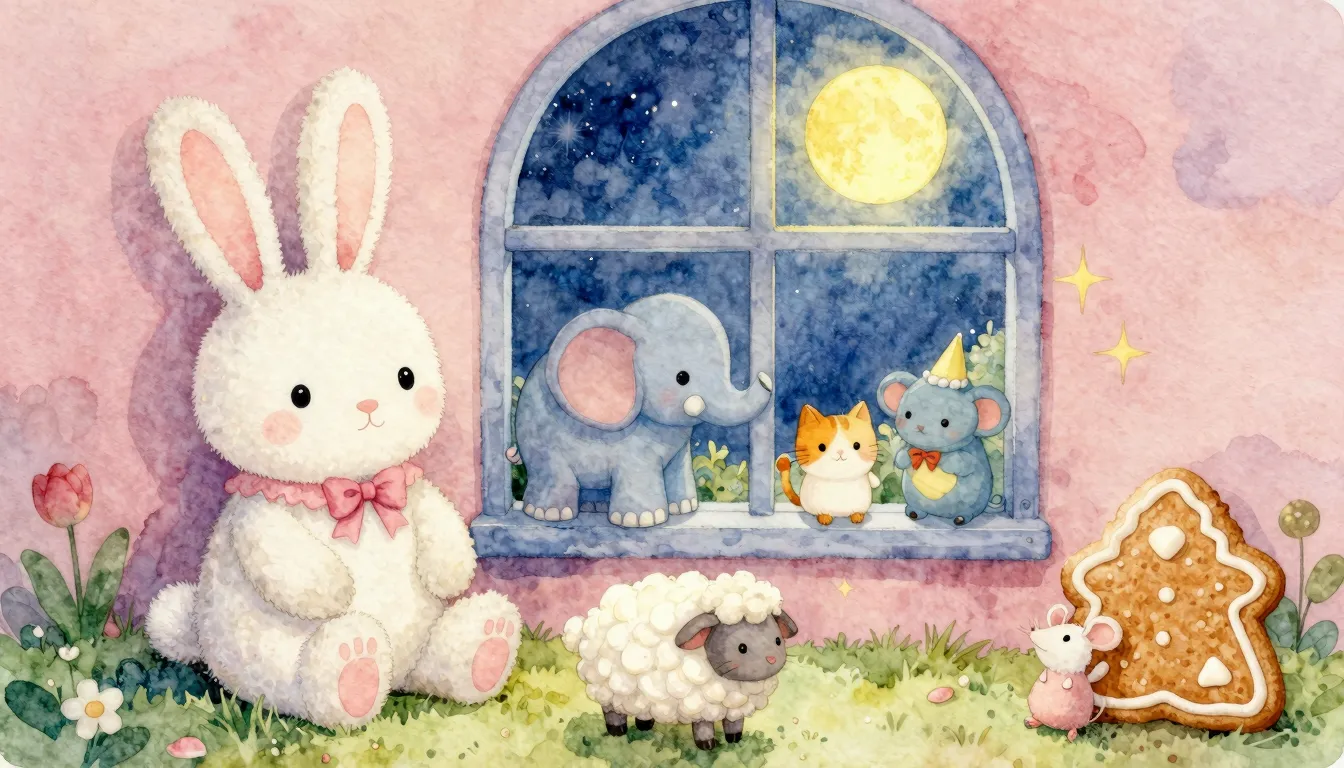 Vibrant watercolor style. Children's lullaby. A cozy, dreamy...