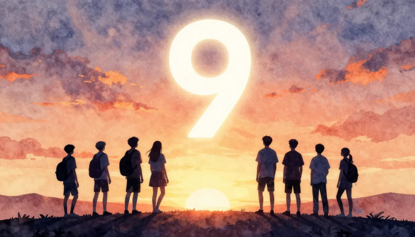 Watercolor style. Silhouettes of a group of teenagers standi...