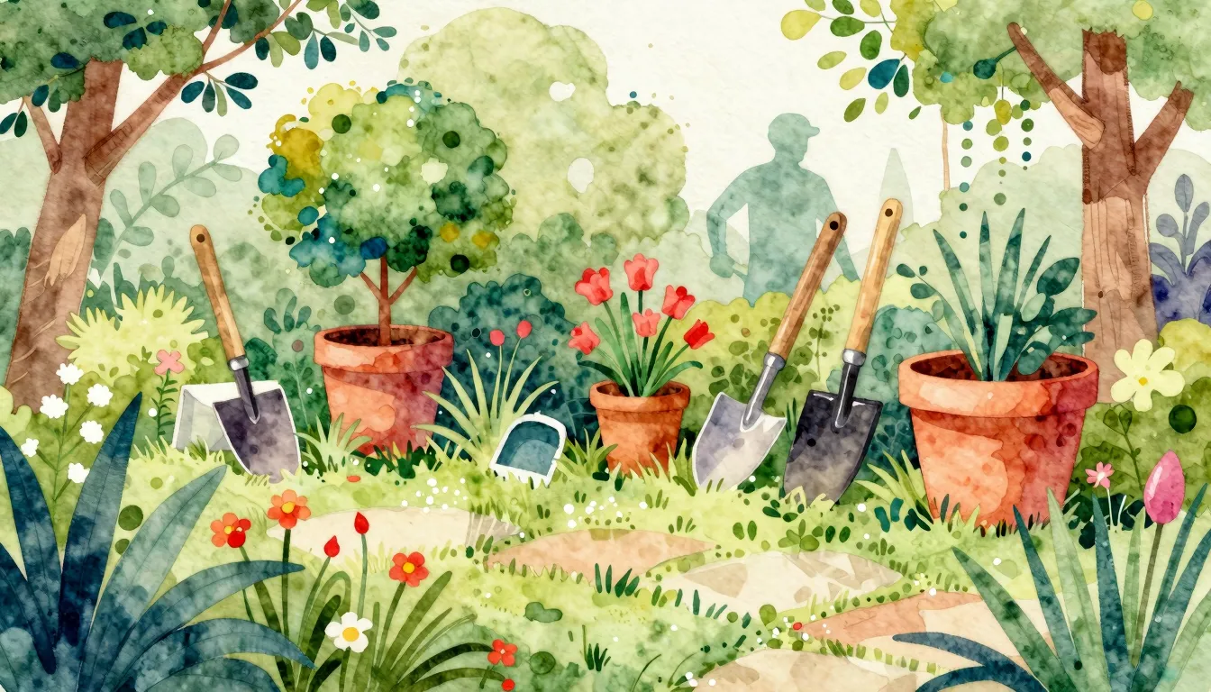 Vibrant watercolor style. A vibrant, whimsical garden scene ...