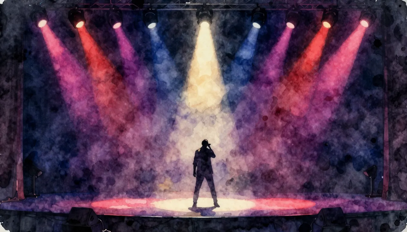 Vibrant watercolor style. Rock ballad album cover, dramatic,...