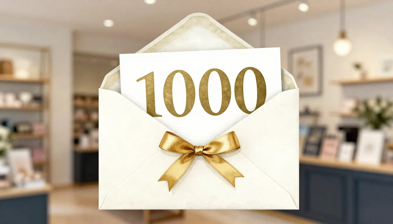 Watercolor style. A stylish gift envelope with a gold ribbon...