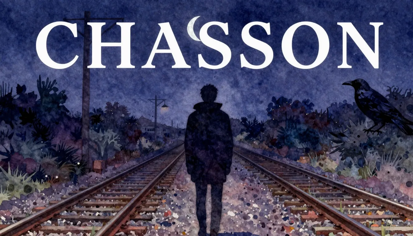 Vibrant watercolor style. Chanson album cover: dark, melanch...