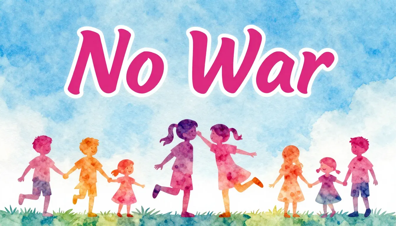 Vibrant watercolor style. Dance pop album cover, "No War" th...