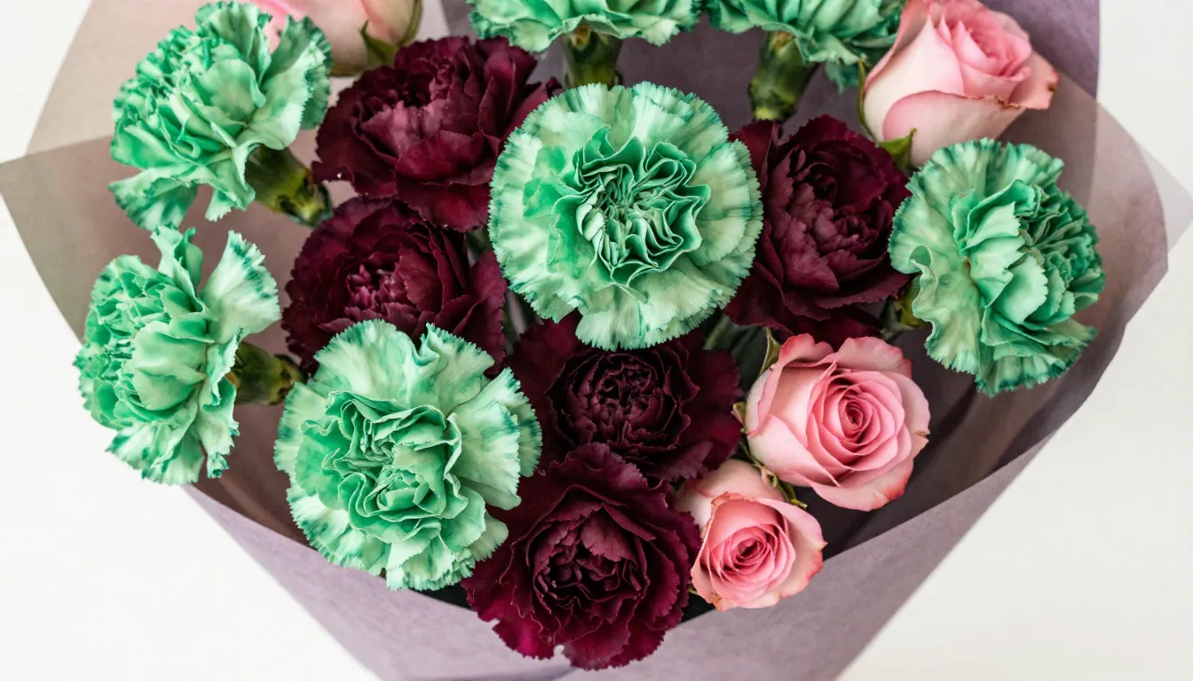 Watercolor style. Close-up of a stylish flower arrangement w...