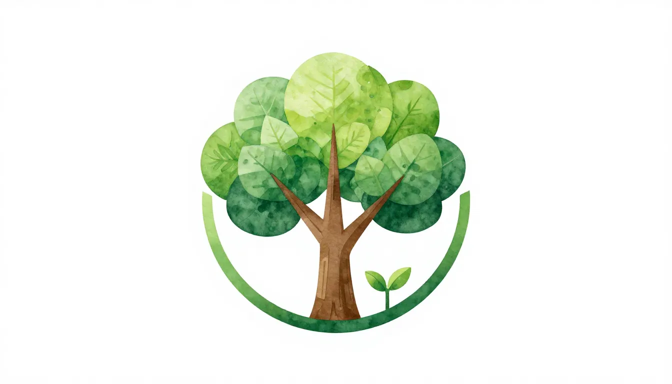 Watercolor style. Beautiful logo based on gardening, featuri...