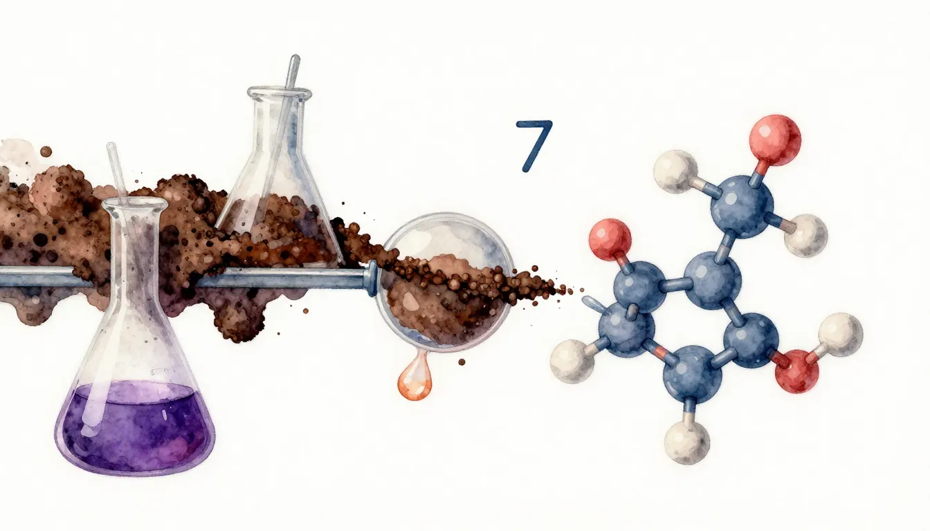 Watercolor style. Chemical reaction process, dark brown sedi...
