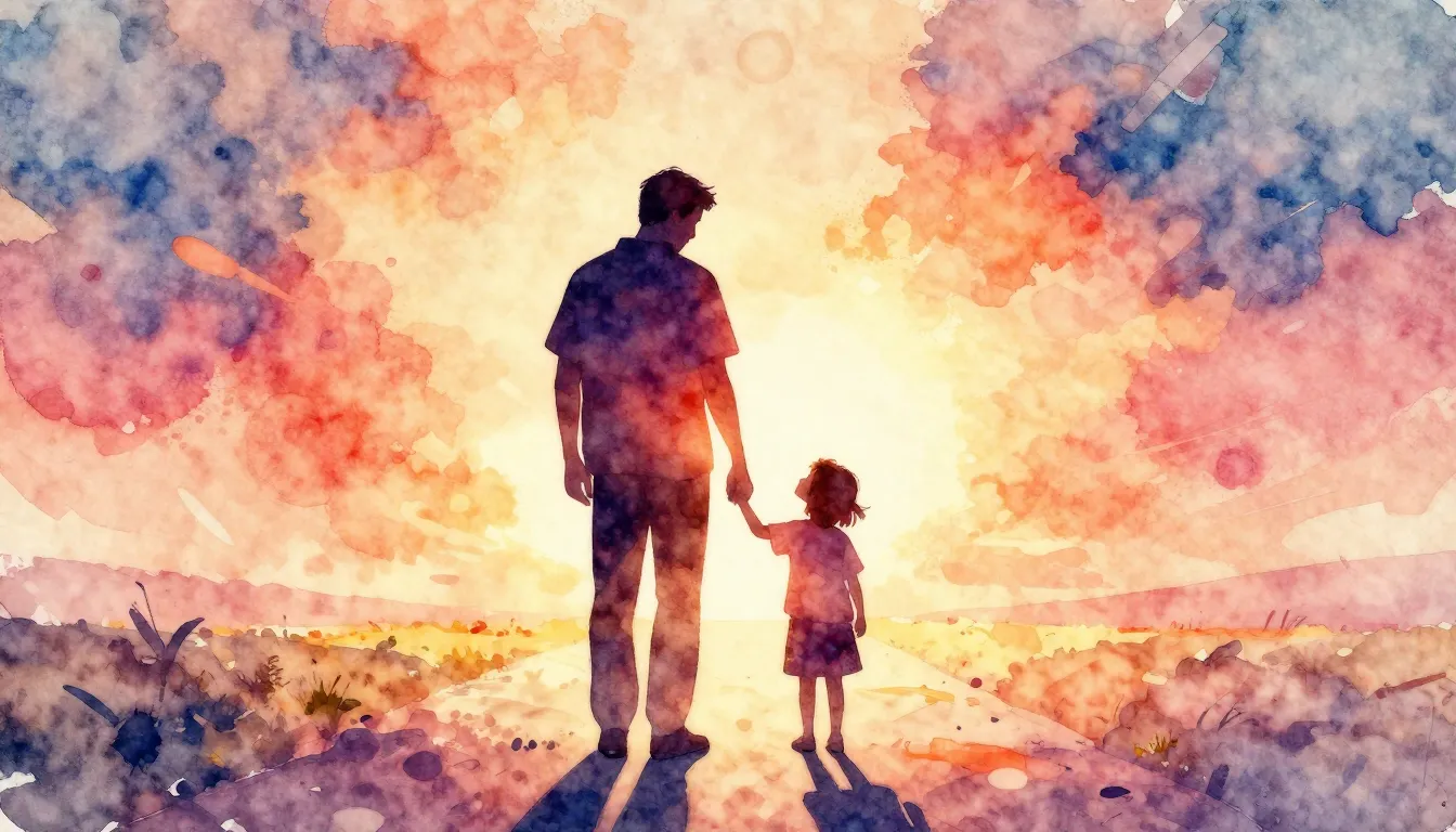 Vibrant watercolor style. A heartfelt, emotional, and inspir...