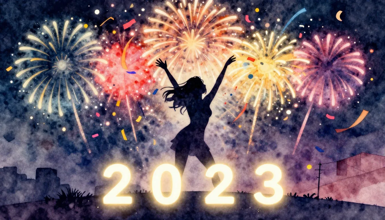 Watercolor style. A vibrant explosion of colorful fireworks ...