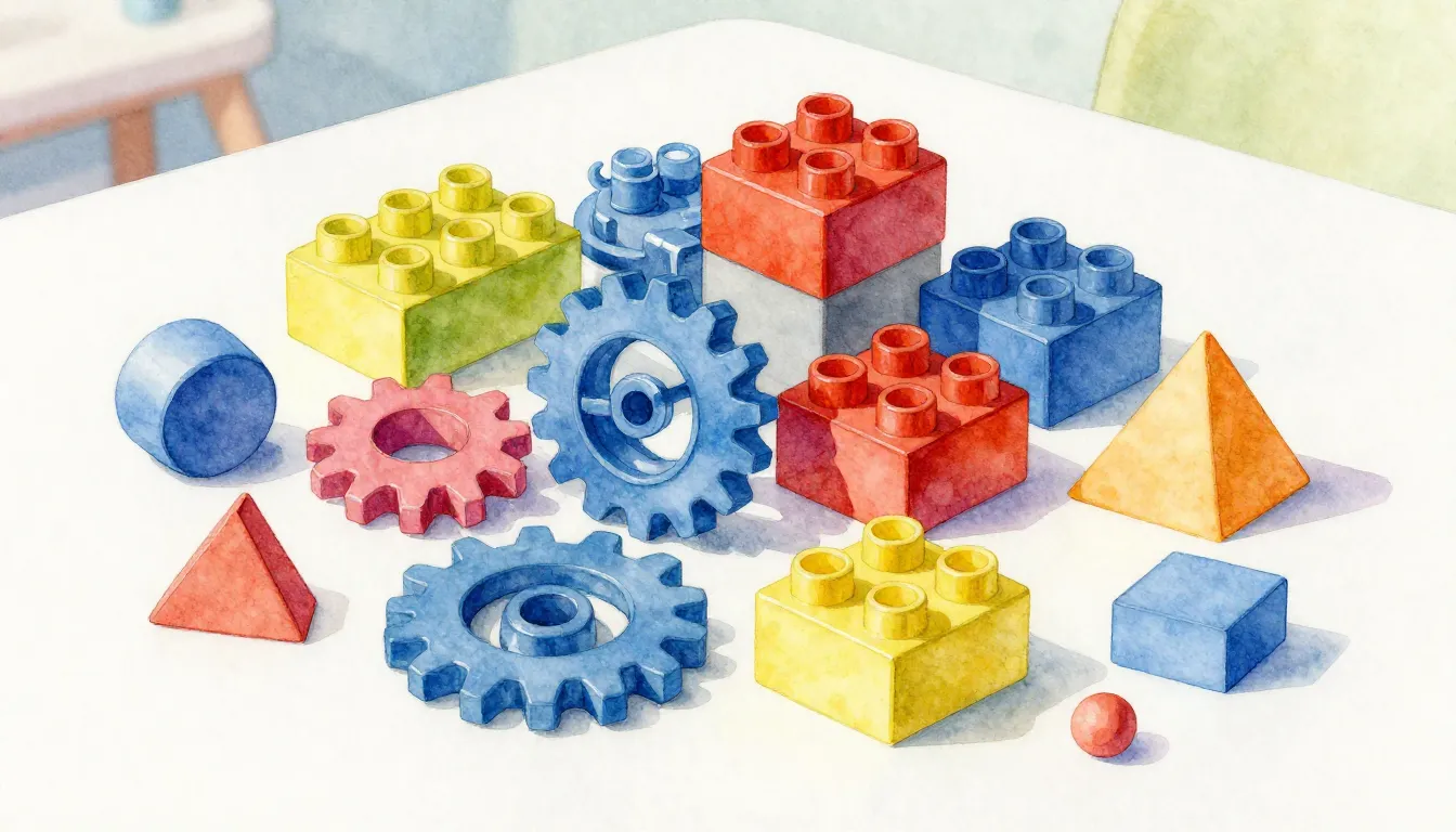 Watercolor style. Colorful 3D isometric view of plastic buil...