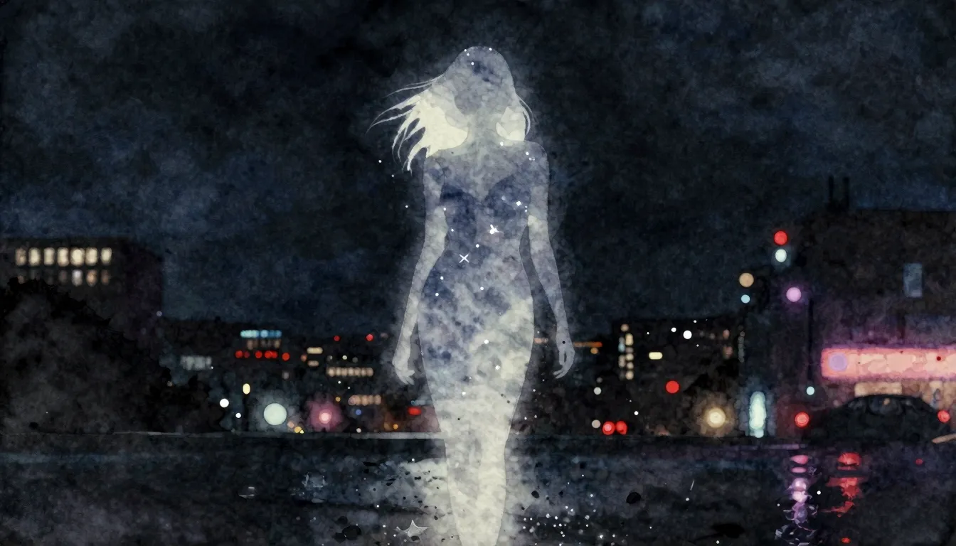 Watercolor style. A silhouette of a woman's graceful figure ...
