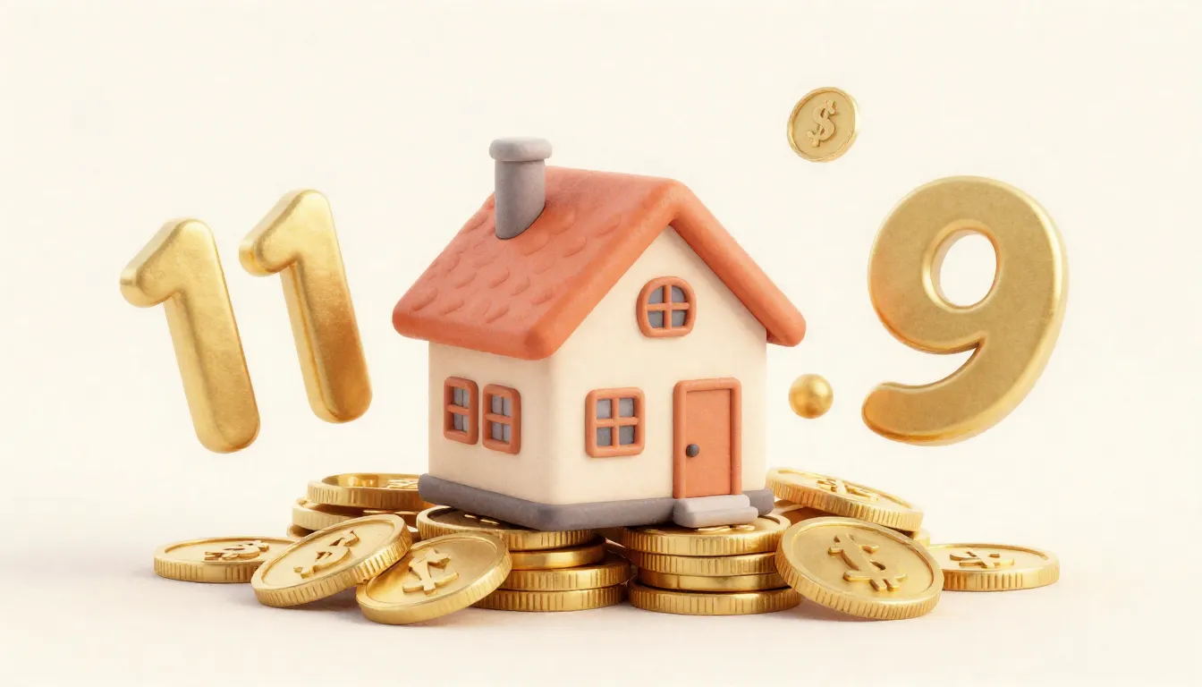 Watercolor style. A cozy 3D house model sitting on a stack o...