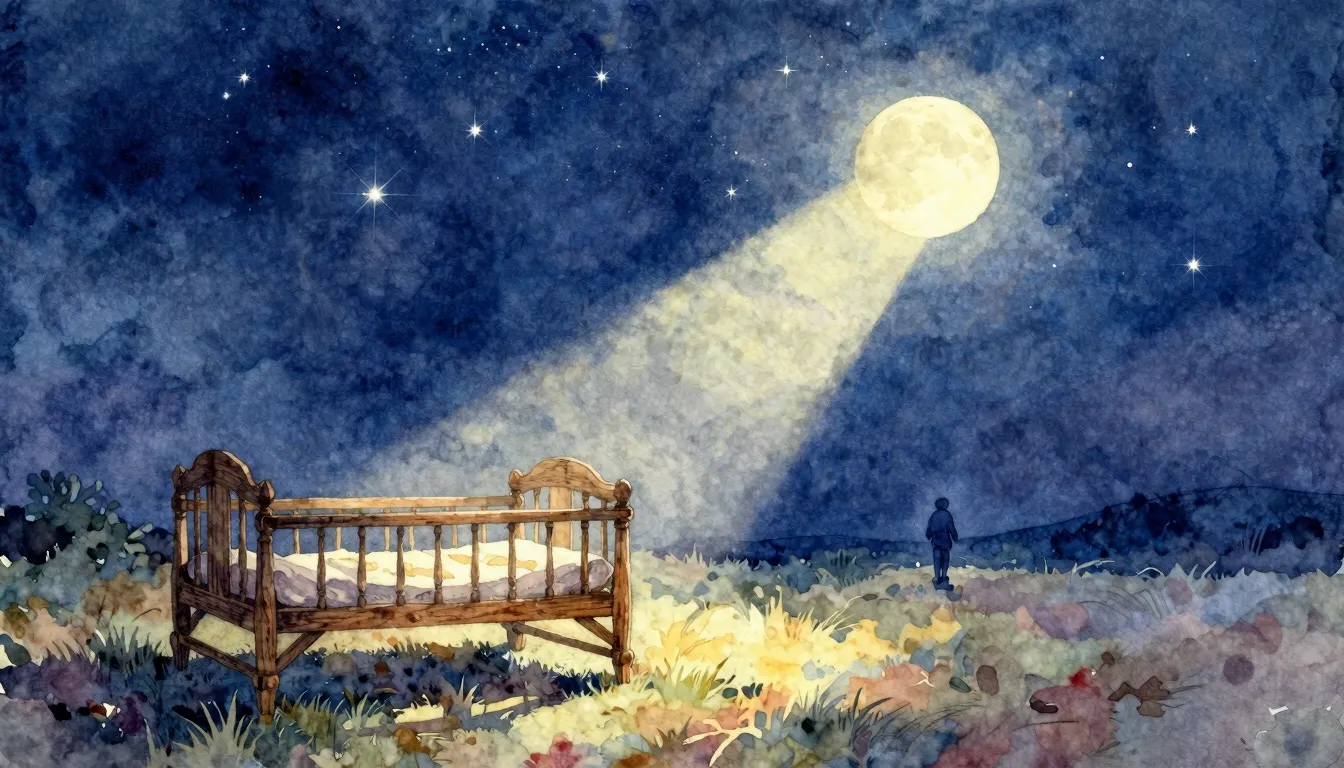 Vibrant watercolor style. Folk song album cover: A lone, wea...