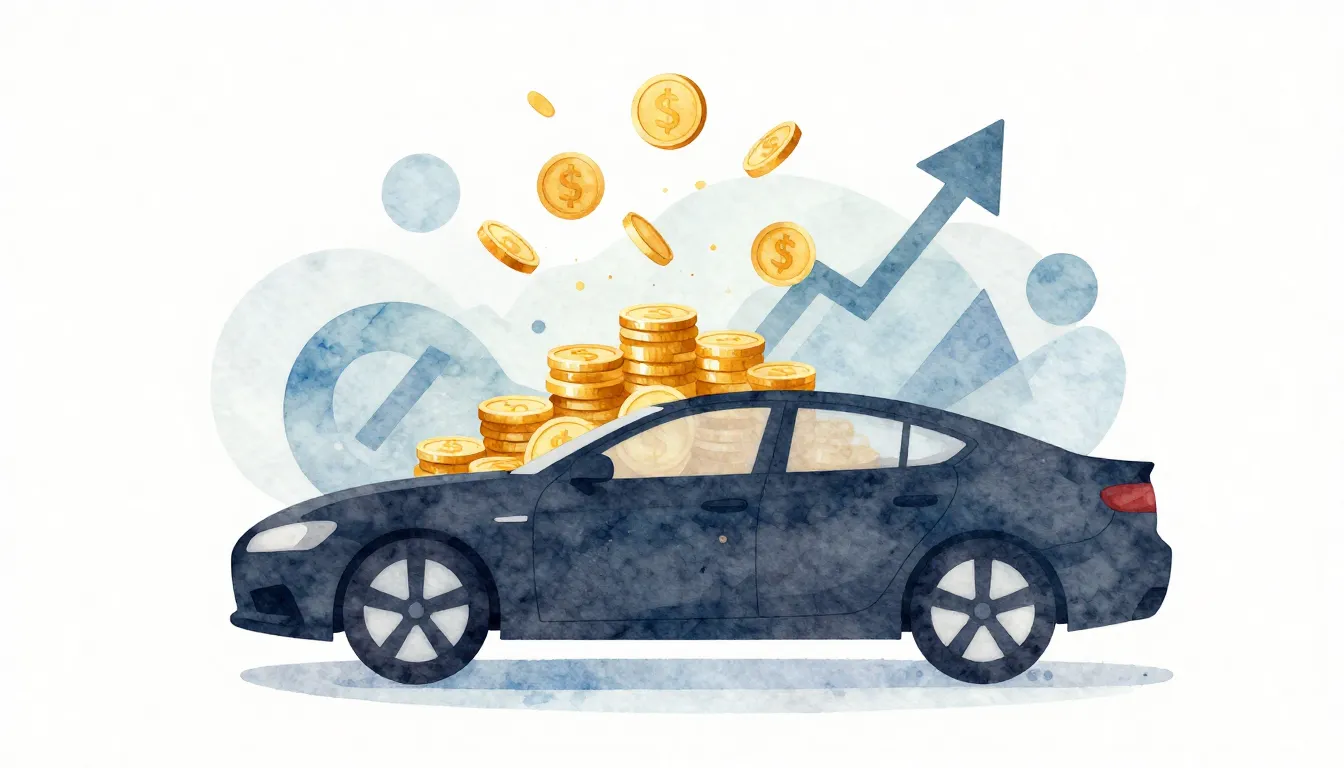 Watercolor style. A minimalist composition with a sleek car ...