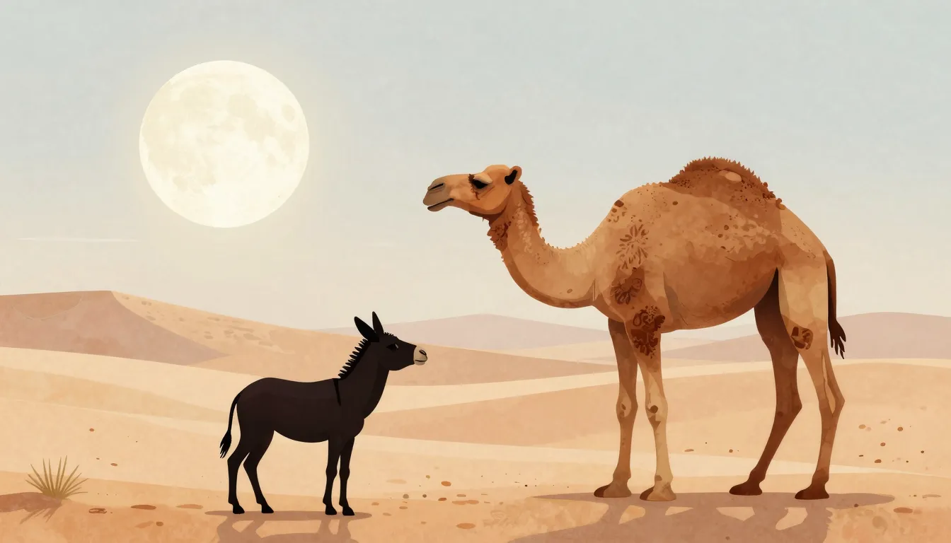 Watercolor style. Minimalist silhouette of a small donkey lo...