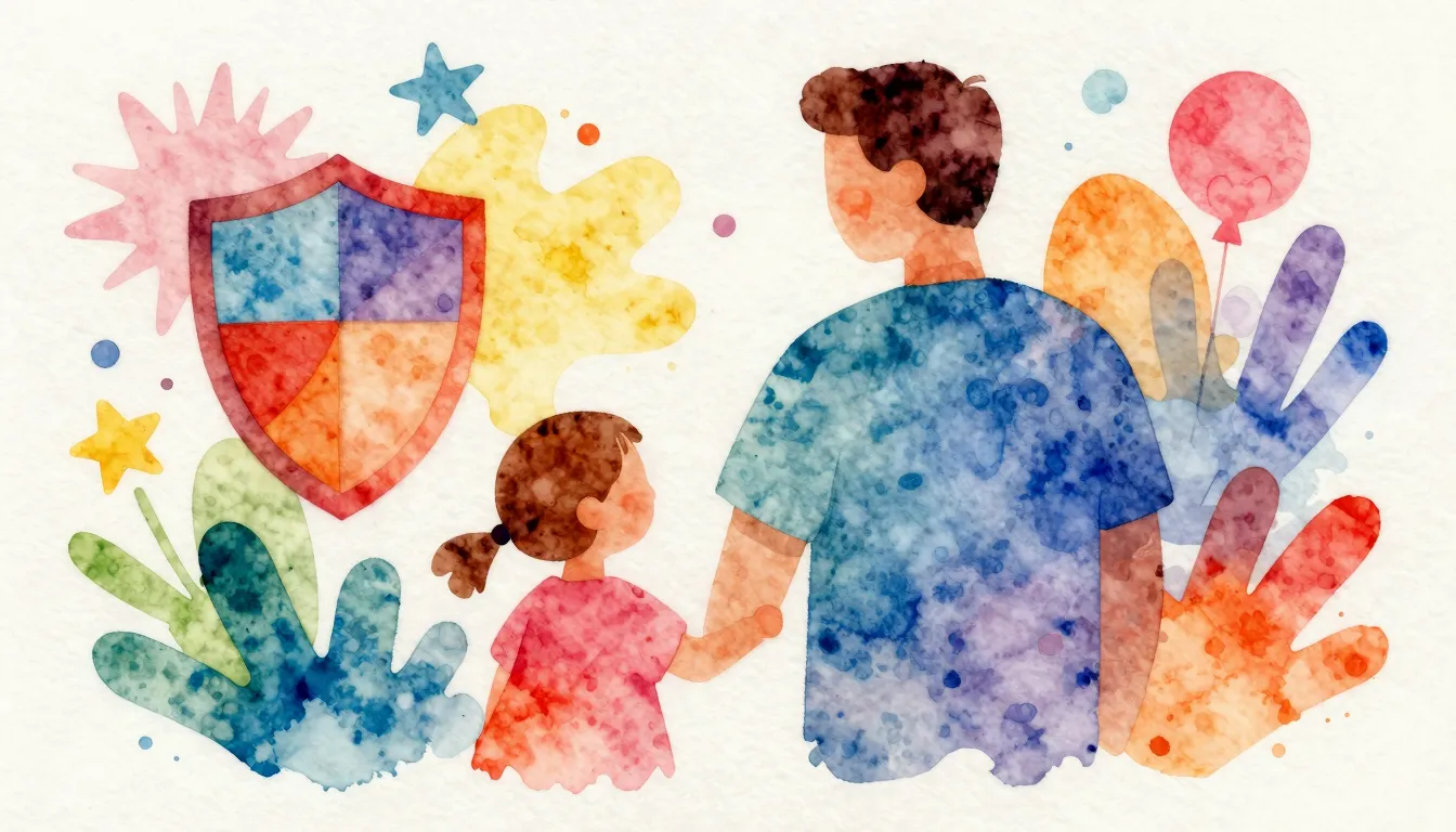 Vibrant watercolor style. A vibrant, heartwarming album cove...