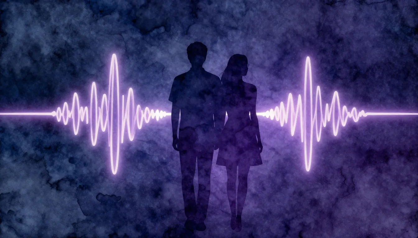 Watercolor style. Abstract silhouette of two people standing...