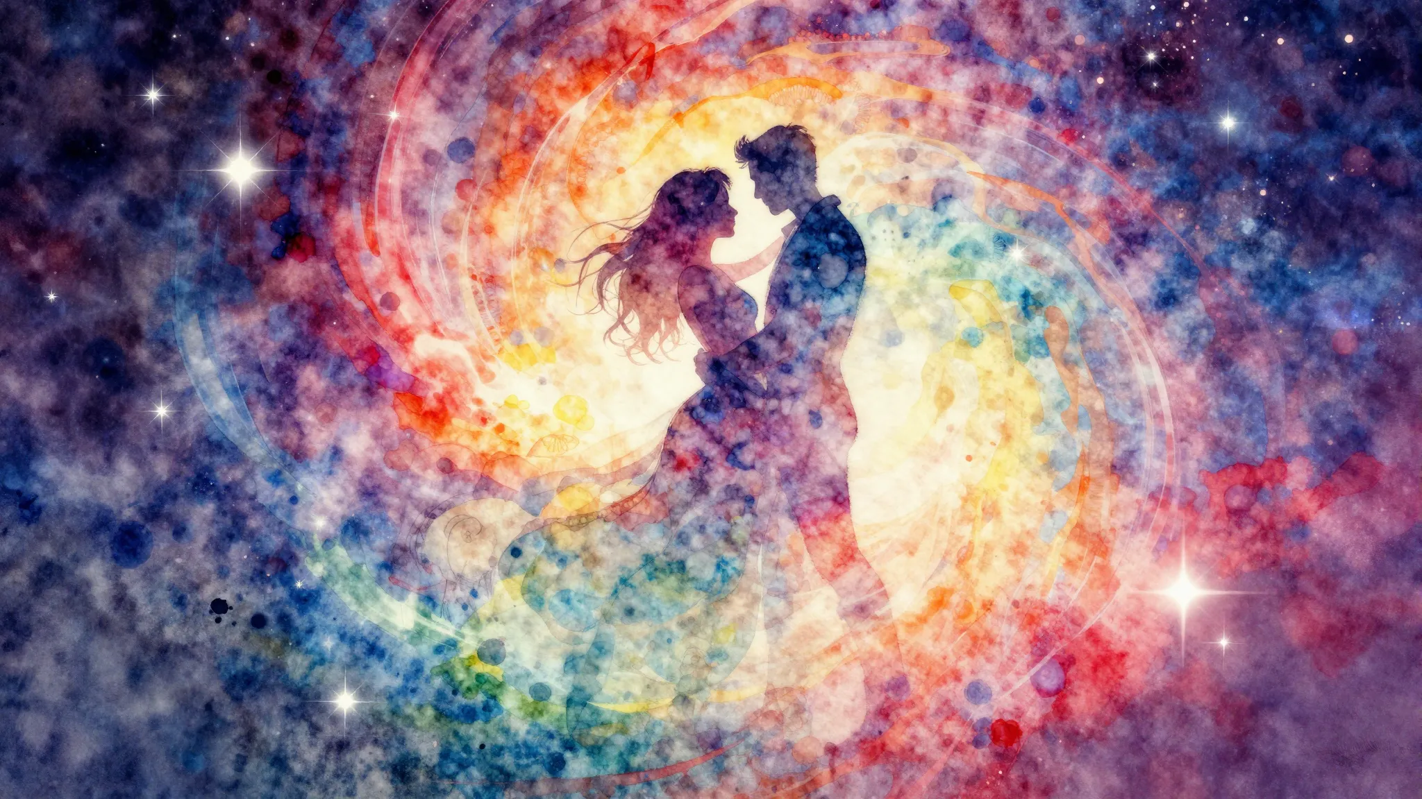 Vibrant watercolor style. Vibrant dance music album cover. A...